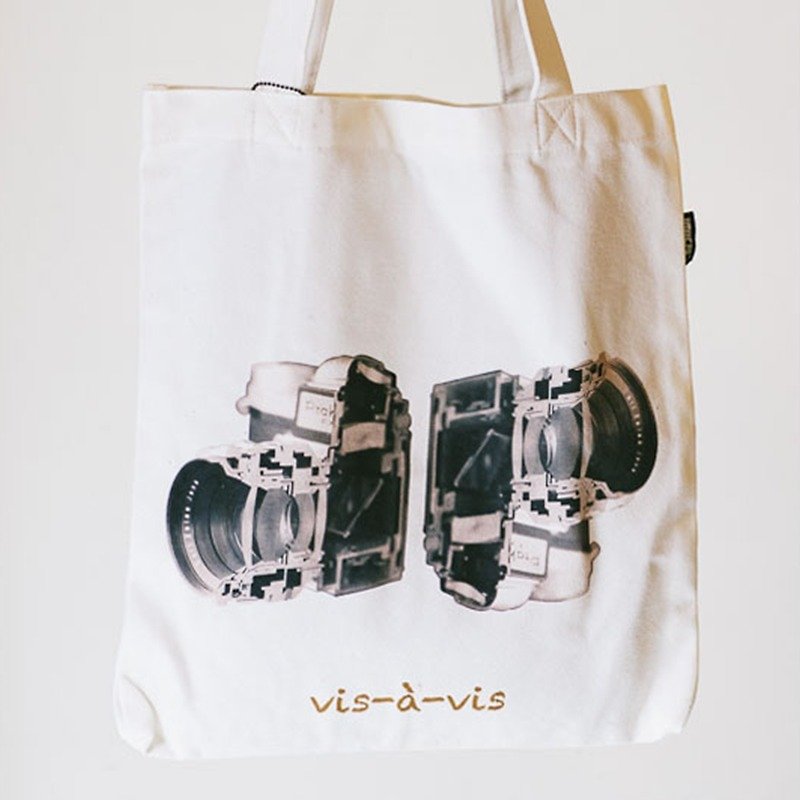 棉帆布手提袋「對鏡人生」 Vis-a-Vis - 側背包/斜孭袋 - 其他材質 灰色
