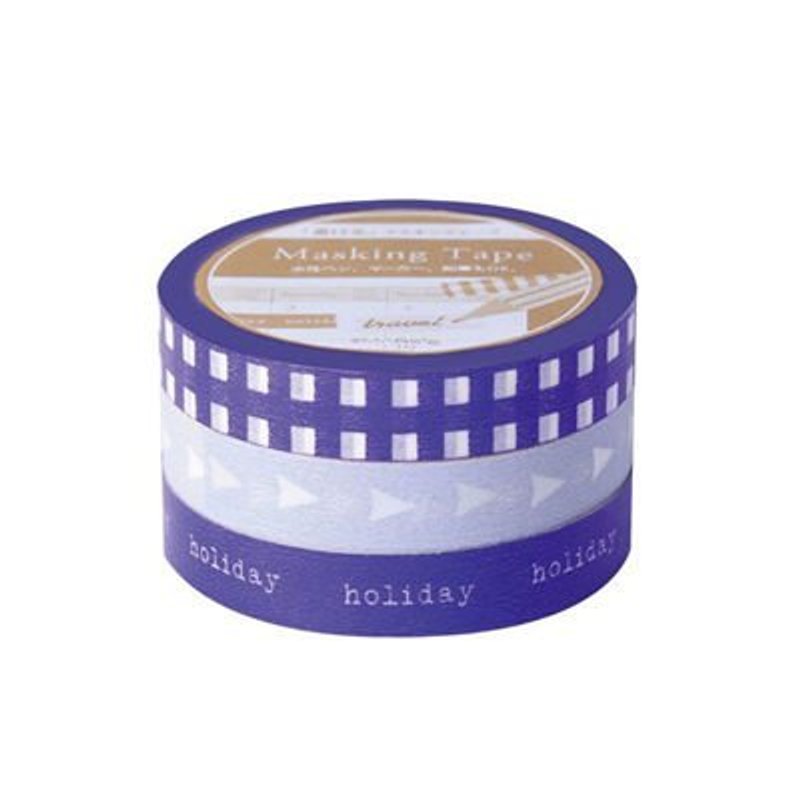 Marks Masking Tape MT和紙膠帶 方格手帳款-紫色(DA-MKT6-PL) - Washi Tape - Paper Purple