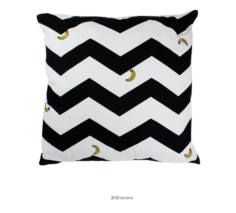 YIZISTORE embroidery cushion pillow - black banana ripple - Other - Other Materials 