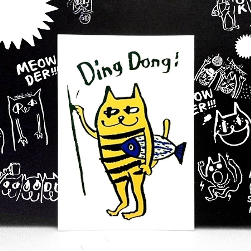 Wanying Hsu 貓下去明信片 "DING DONG" - 卡片/明信片 - 紙 