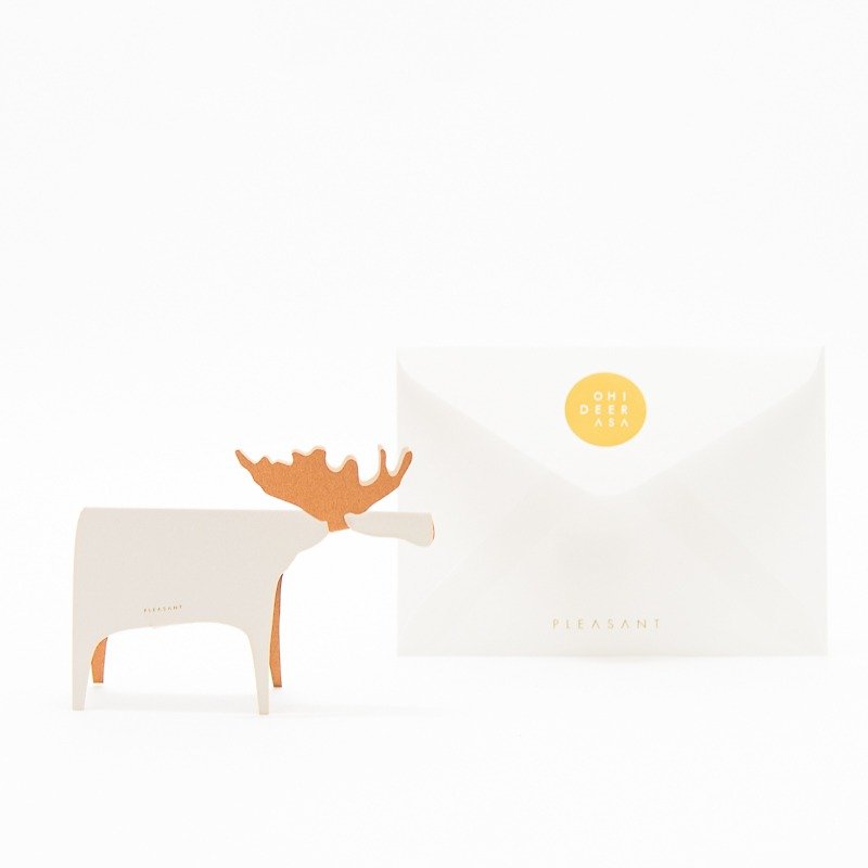 鹿カードの紙 - 茶＆グレー -  TAKEO NT RASHAグリーティングカード、鹿の彫刻 - 置物 - 紙 カーキ