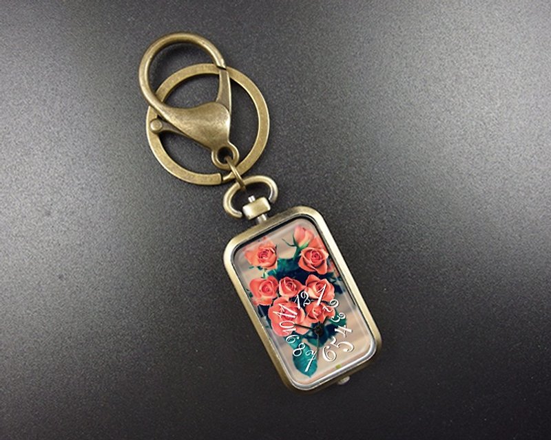 Rose Flower-Charm/Key Ring/Pocket Watch/Necklace/Accessories【Special U Design】 - พวงกุญแจ - โลหะ สีแดง