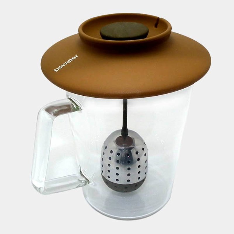 Bewater-cup lid tea maker - เครื่องครัว - ซิลิคอน สีนำ้ตาล