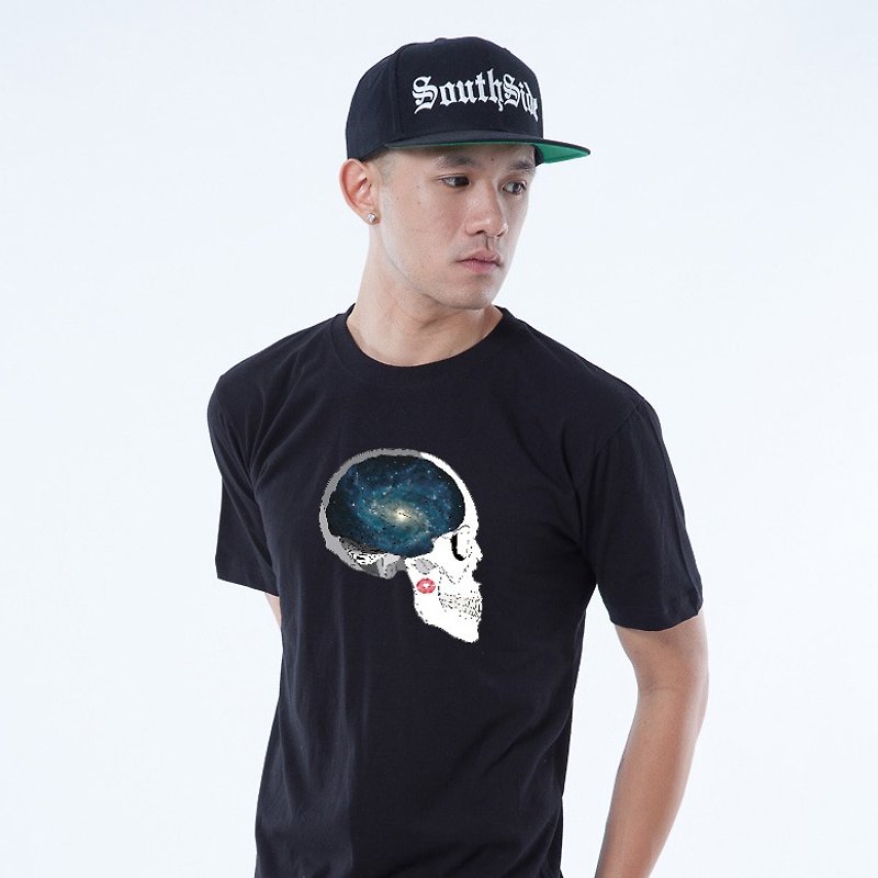 ICARUS 伊卡魯斯 原創潮流設計短TEE SKULL骷髏系列-" 男腦" - T 恤 - 棉．麻 黑色