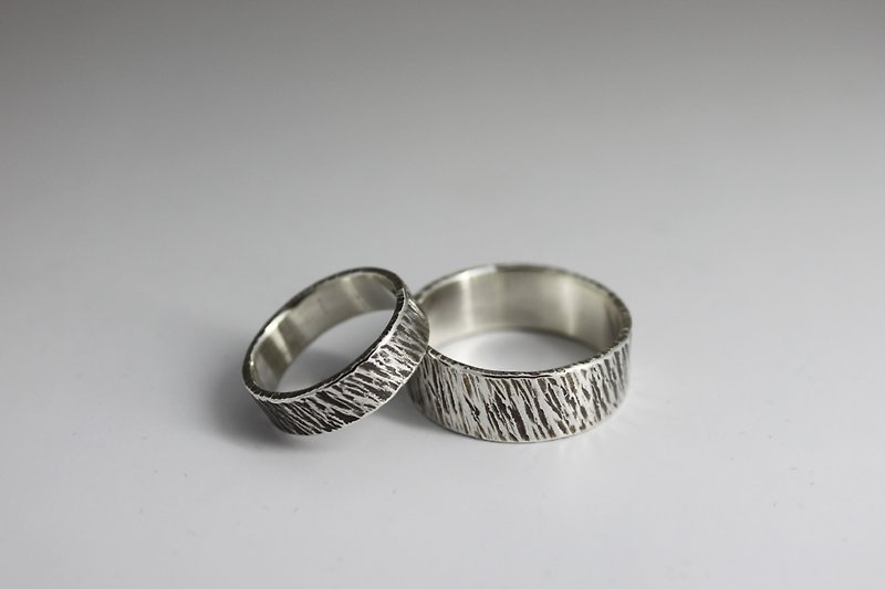 s925純銀戒指-斜痕紋戒(單只價) Oblique Traces Ring - 戒指 - 純銀 銀色
