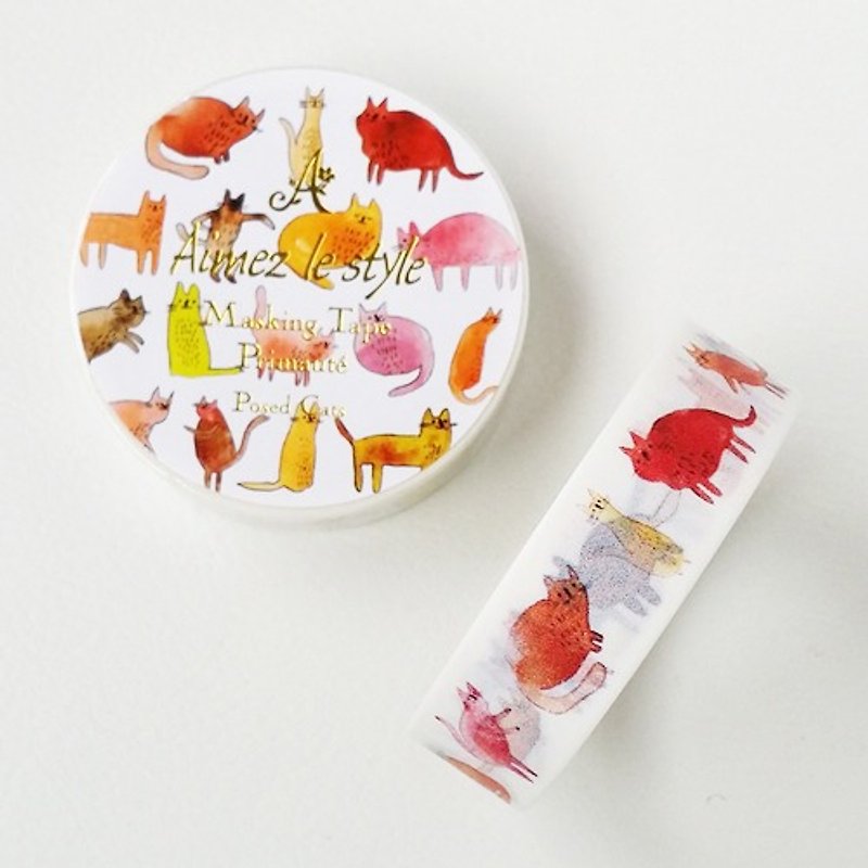 Aimez le style 15mm and paper tape (05021 pendulum POSE cat) - Washi Tape - Paper Multicolor