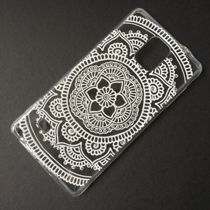 手繪透明手機殼 手機套 白色 iPhone 7 6s Samsung Galaxy Sony LG Case Henna Mandala 漢娜 蔓蒂 曼陀羅 禪繞 民族 印度彩繪 - 手機殼/手機套 - 壓克力 白色
