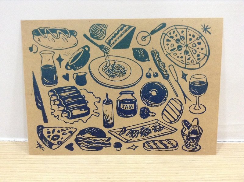 [Colorable] Food Control-Printed Red Leather Sticker - Cards & Postcards - Paper Brown
