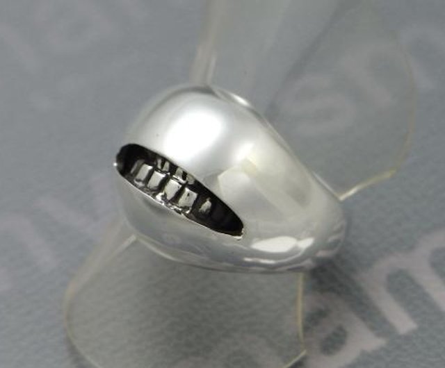 anti smile ball ring (s_m-R.15) ( 不高兴情绪不好銀戒指指环) - 設計