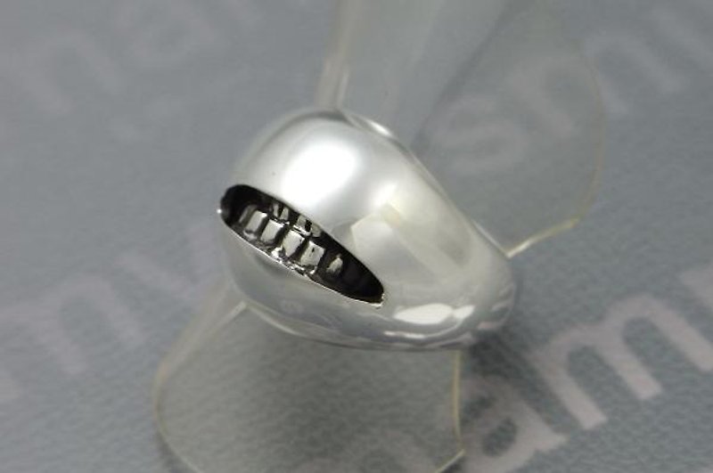 anti smile ball ring (s_m-R.15)  ( 不高兴 情绪不好 銀 戒指 指环 ) - General Rings - Sterling Silver Silver
