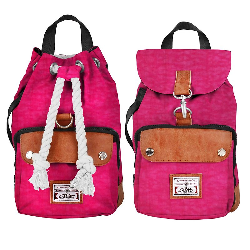 RITE twin package ║ boxing bag x exploration package (S) - washing pink ║ - กระเป๋าเป้สะพายหลัง - วัสดุกันนำ้ สีแดง