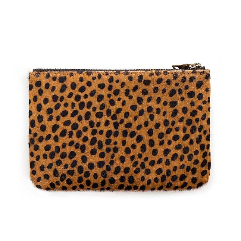 MAUD Flat Clip_Cheetah / Cheetah - กระเป๋าสตางค์ - หนังแท้ สีนำ้ตาล