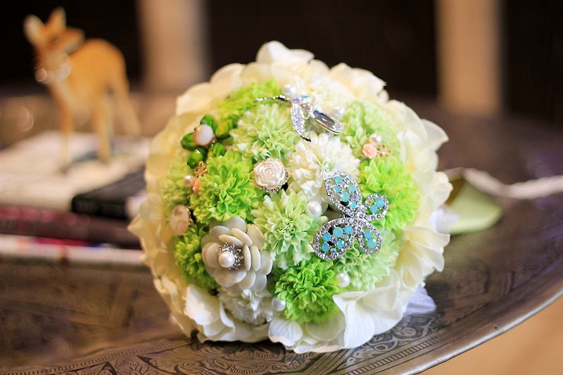Jewelry bouquet [classic lace ball chrysanthemum] green - Plants - Other Materials Green