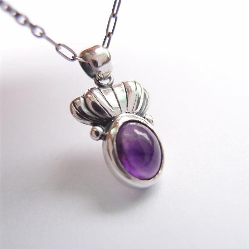 [Classical Series 8] Amethyst 925 Sterling Silver Necklace - Necklaces - Gemstone 