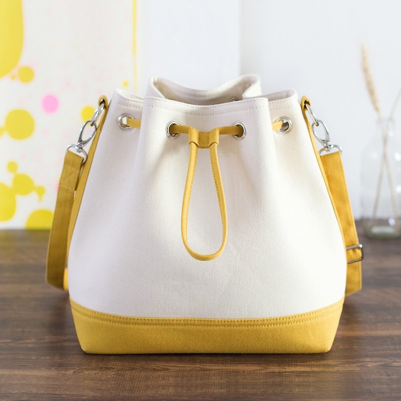 Limited Time Offer Canvas Bucket Bag Large Multipurpose 18 Colors Optional Shoulder / Back / Hand Carry - Messenger Bags & Sling Bags - Cotton & Hemp Yellow