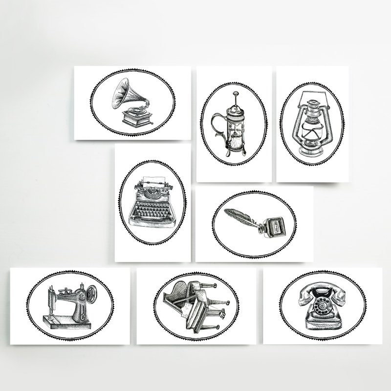 印傻子 著色明信片 - 爺爺的閣樓古董收藏  design by 手帳繪日和 - 卡片/明信片 - 紙 