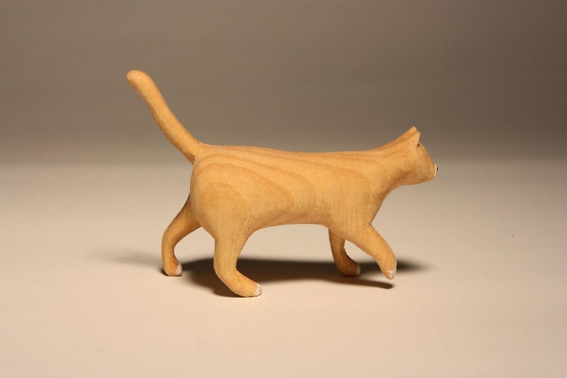 Healing Bottom line carvings of small animals _ cats meow bubble butt cat (hand-carved wood) - งานไม้/ไม้ไผ่/ตัดกระดาษ - ไม้ สีส้ม