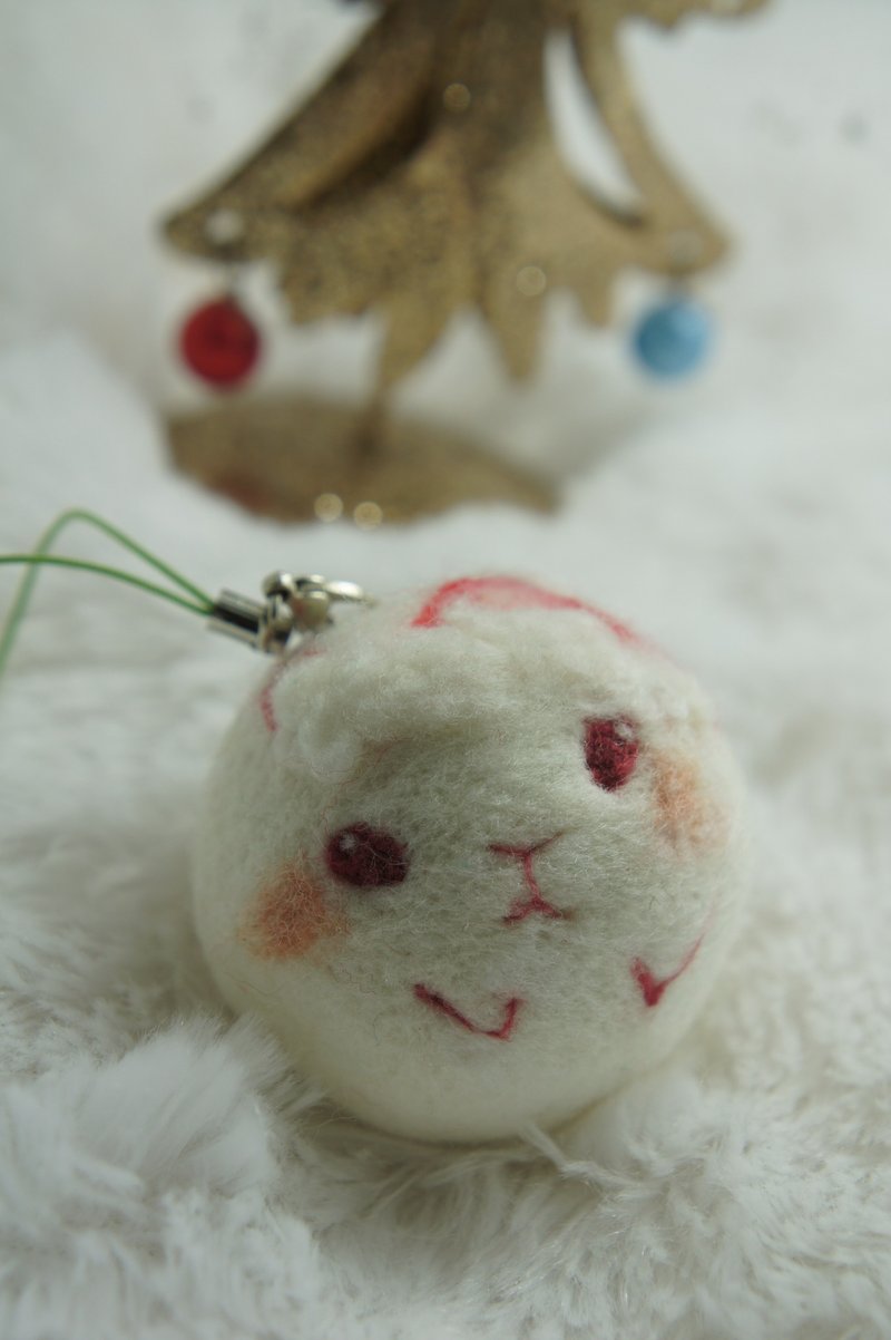 Bunny Charm Christmas balls of wool felt - ตุ๊กตา - ขนแกะ 