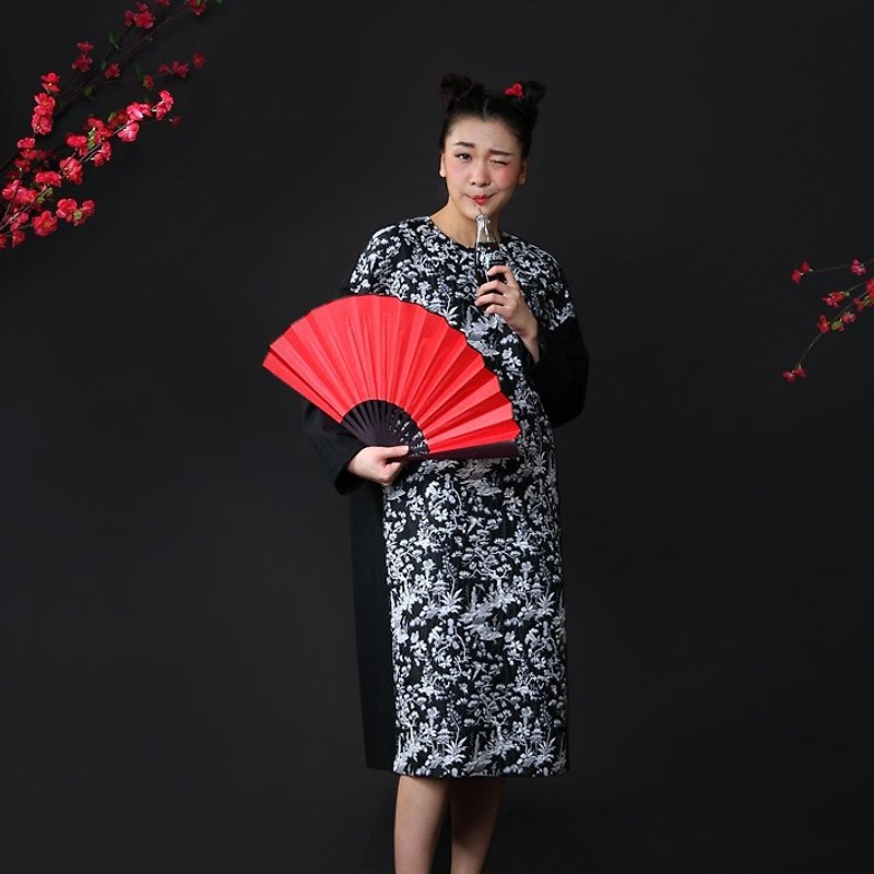 BUFU ancient Chinese painting woven with wool robe  D150907 - Qipao - Other Materials Black
