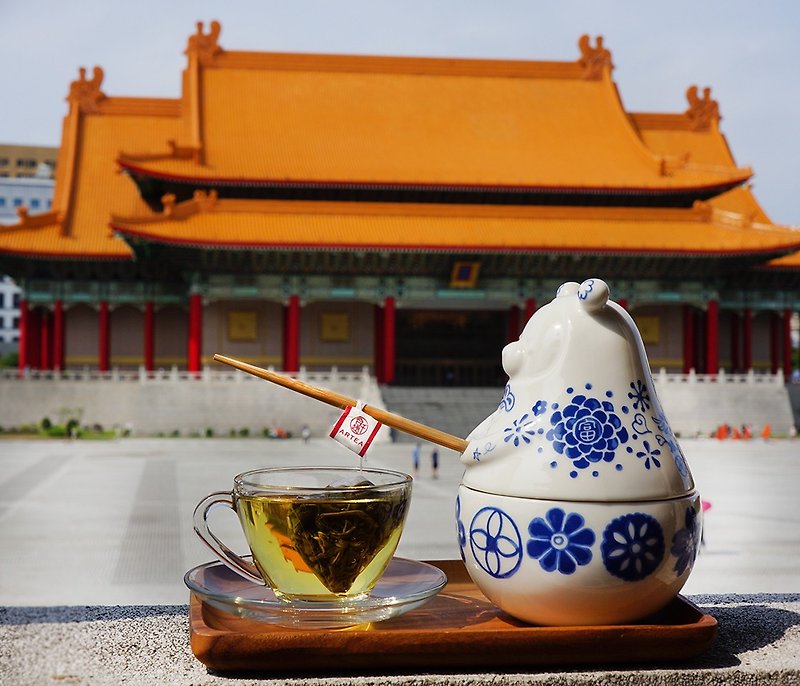 愛の青と白の瞑想茶の熊の鉢の花開いた四季のお茶クマの茶の鍋ARTEA - お茶 - 磁器 ブルー