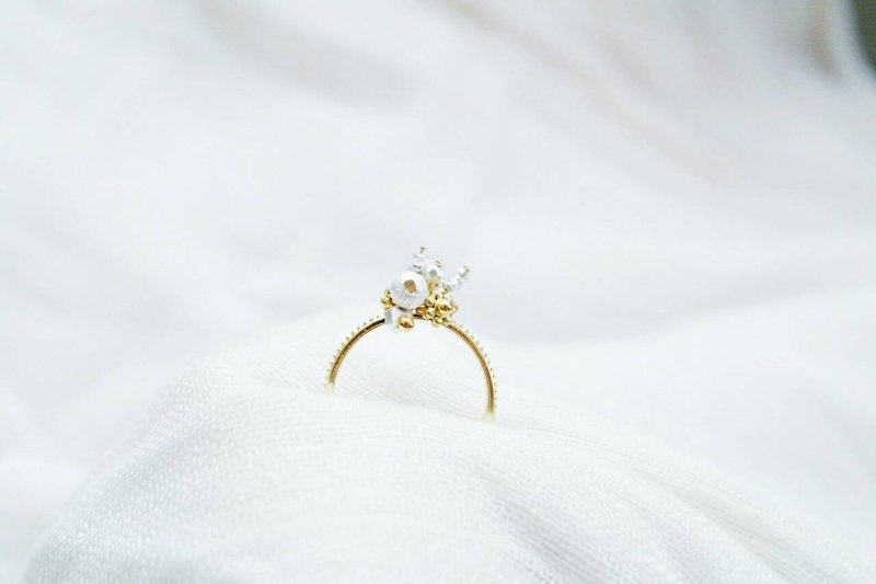《小花坊系列》金色季節 迷你銀雪花束 戒指 - 戒指 - 寶石 
