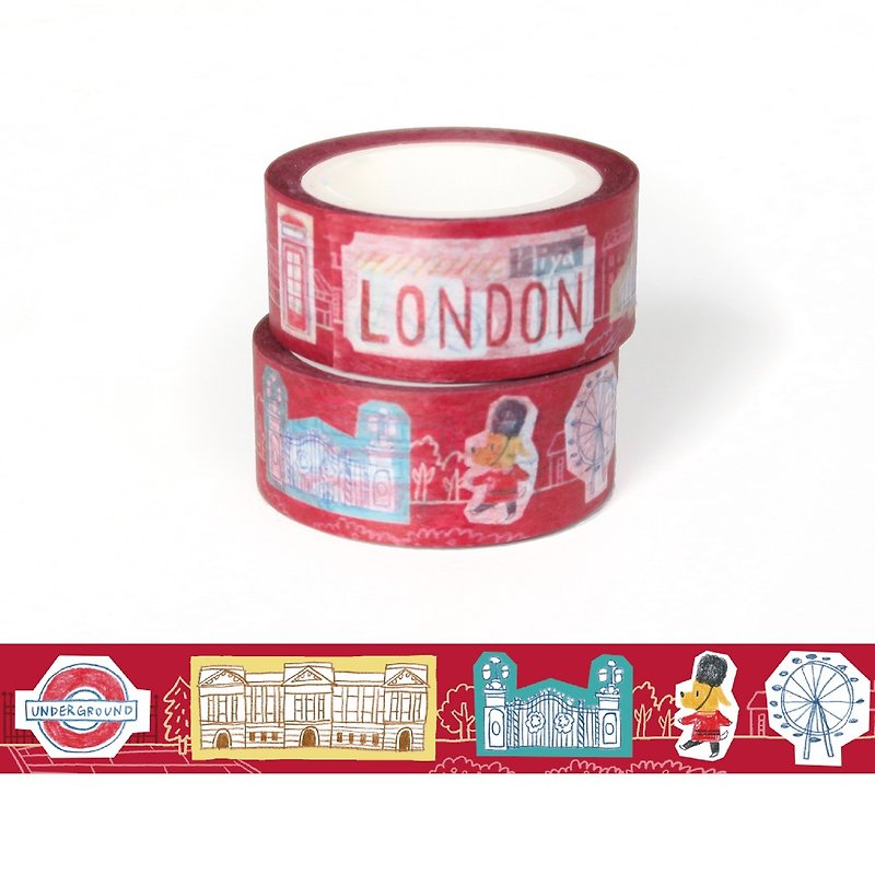 和紙膠帶 : 飛遊城市系列  狗店長遊英國倫敦 - 紙膠帶 - 紙 紅色