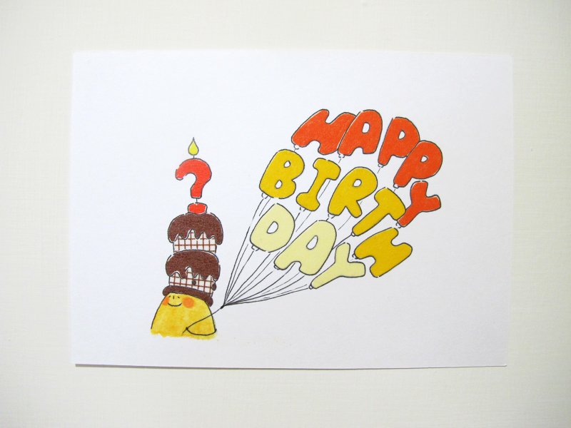 －Happy Birthday !－ 紙膠繪 明信片 - 卡片/明信片 - 紙 多色
