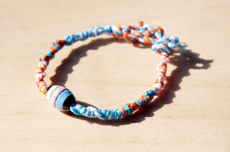 Valentine's Day Gift Colorful Woven Twist Silk Wax Thread Hand Strap-Hand-painted Marine Ceramics (The wire can be selected in color) - Bracelets - Porcelain Multicolor