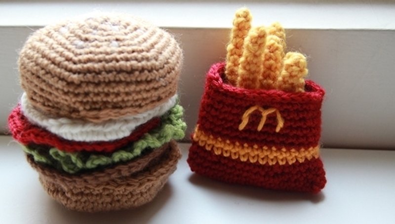 Amigurumi crochet doll: Play food, Hamburger, Fries, McDonald's - Kids' Toys - Other Materials Multicolor