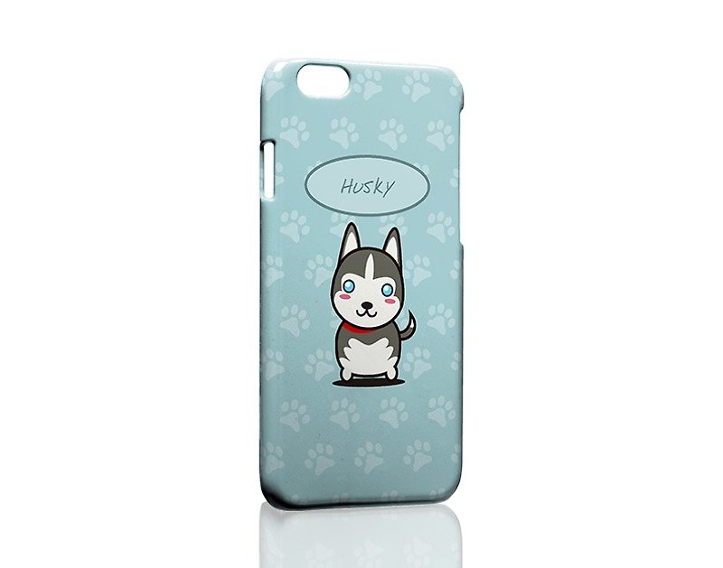 Q版雪橇犬訂製 Samsung 三星 iPhone 手機殼 Cute Dog Husky phone case Blue Hard Shell DIY Gift - Phone Cases - Plastic Multicolor