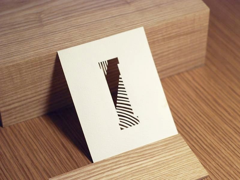 jainjain reduced the hand-made letter card "I" for him/her Raeche - Cards & Postcards - Paper White