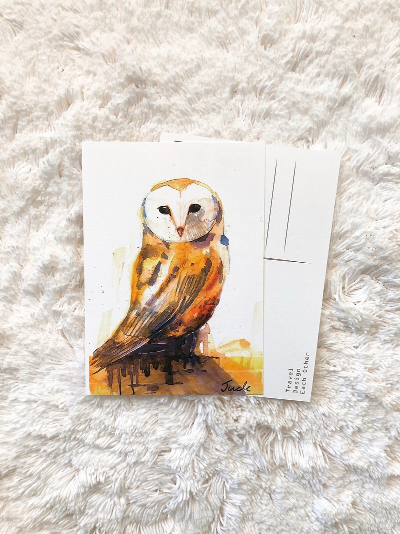 Animal Postcard Owl - การ์ด/โปสการ์ด - กระดาษ สีเหลือง