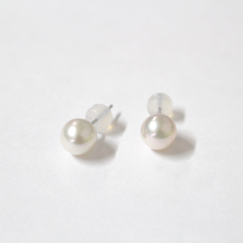 Akoya Pearl K14WG earrings around 7mm - Earrings & Clip-ons - Gemstone Gray