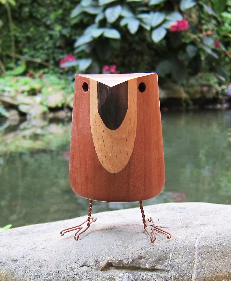 木頭鳥 "呱哥" - 裝飾/擺設  - 木頭 咖啡色