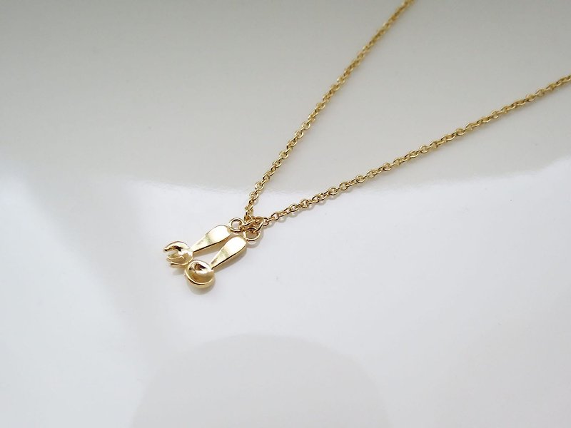 Little spoon and fork (K gold plated necklace) - Cpercent handmade jewelry - สร้อยคอ - ทองแดงทองเหลือง สีทอง