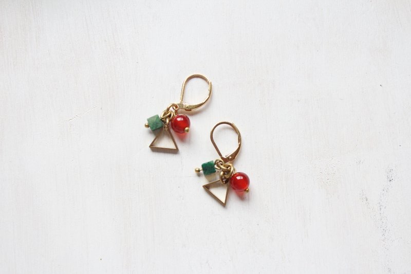 祖母綠.了 | Candy Earrings．紅瑪瑙/非洲玉耳環 | - 耳環/耳夾/耳骨夾 - 寶石 紅色