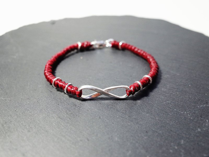Wax Line Silk Bracelet , Infinity Symbol Silver925 (17 colors) - Bracelets - Wax Red