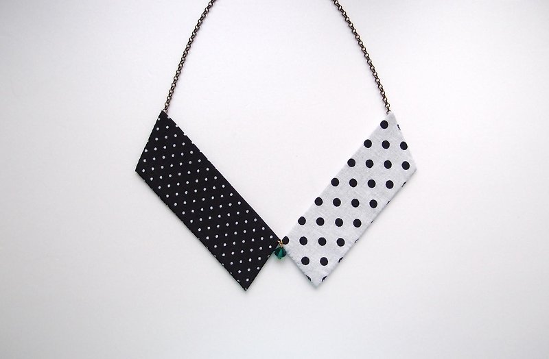 Collar Necklace| Black & White Dots - Necklaces - Other Materials Black