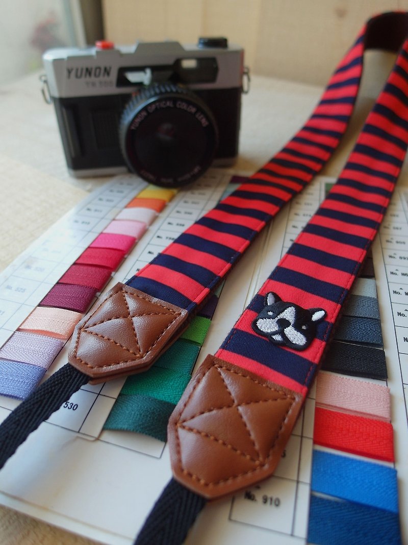 HiDots to travel together with camera strap (red and blue stripes*Fighting) - กล้อง - วัสดุอื่นๆ สีแดง