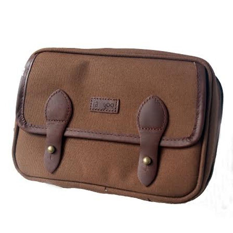 Large travel / leather canvas diagonal passport cover iphone plus mobile phone sets (meaning coffee) - Messenger Bags & Sling Bags - Other Materials Brown