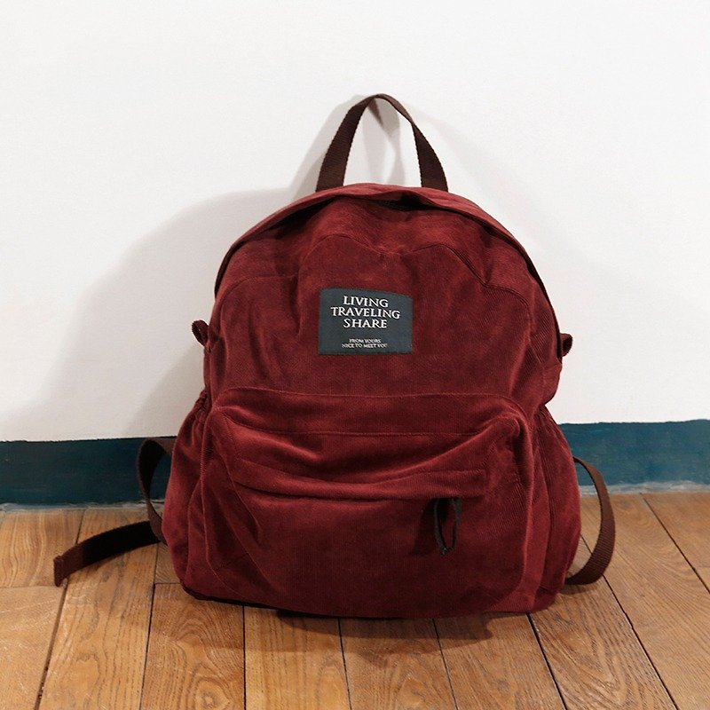 ntmy. original corduroy backpack backpack - กระเป๋าเป้สะพายหลัง - วัสดุอื่นๆ สีแดง