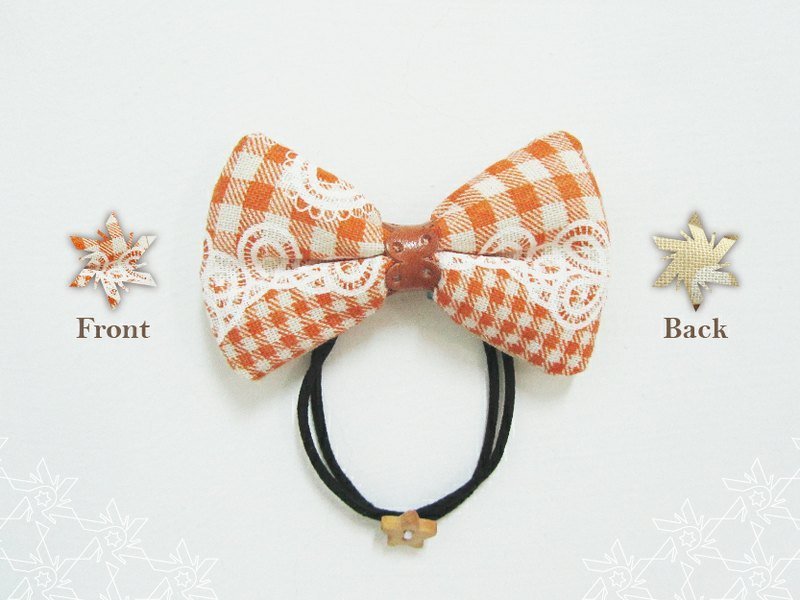 Phancy's一代蝴蝶結髮束-Orange Cream橘子奶油 - Hair Accessories - Other Materials Orange