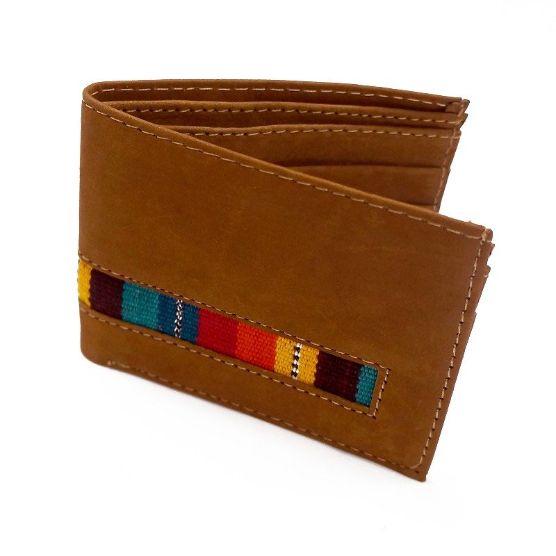 LEATHER & MAYAN EMBROIDERY POCKET WALLET - Wallets - Genuine Leather Multicolor