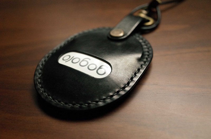 GOGORO EC-05 Ai-1 motorcycle key leather case-round shape-black - Keychains - Genuine Leather Black
