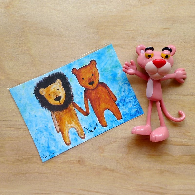 Postcard∣ hand in hand lion - Cards & Postcards - Paper Blue