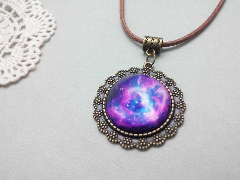 ♥ HY ♥ handmade gemstone time x 25mm purple magic hemisphere bronze necklace - Bracelets - Other Metals Purple