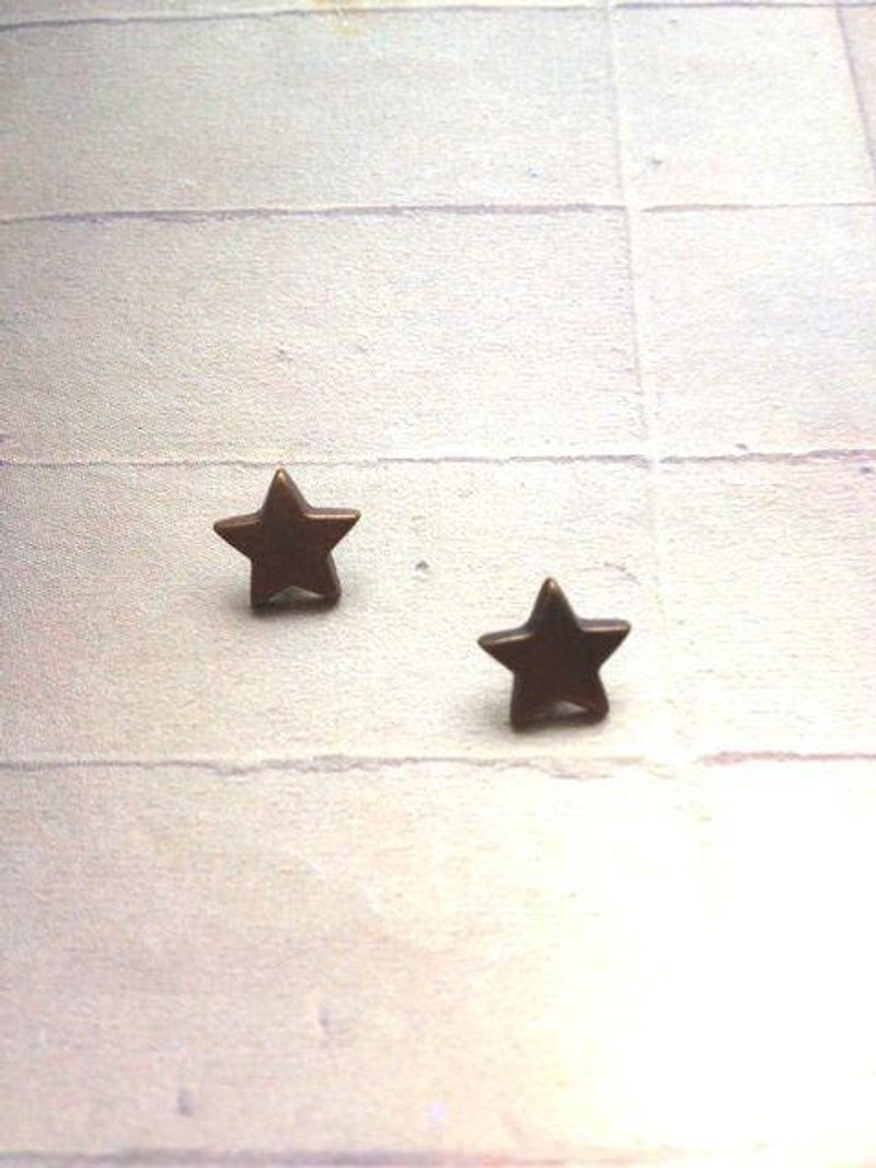 ﹉karbitrary﹉ ▲ --- ⊕ --- universe (Bronze Star) Earrings Valentine's Day Gifts - ต่างหู - โลหะ สีนำ้ตาล