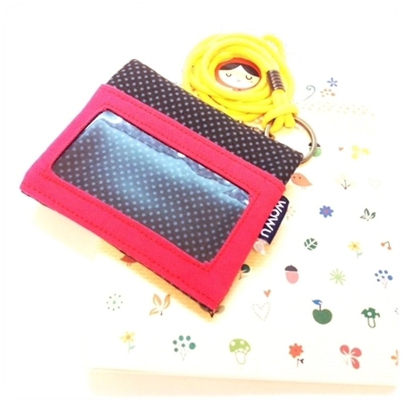 ID Holder Keychain Wallet (gray) - ที่ใส่บัตรคล้องคอ - ผ้าฝ้าย/ผ้าลินิน สีแดง