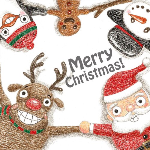 クリスマス - 手描きイラスト 万能カード クリスマスカード