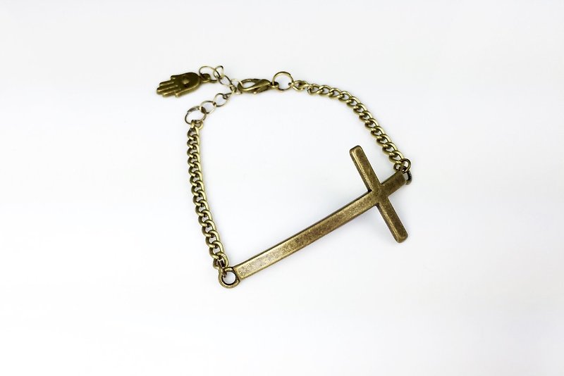古銅十字手鍊 - 手鍊/手環 - 其他金屬 金色